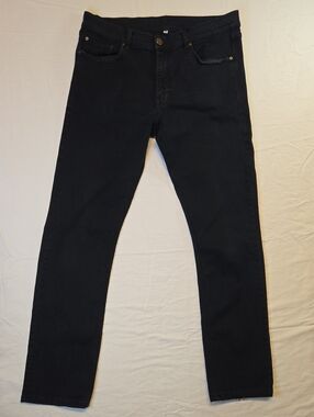 DL1961 Black Lightly Distressed Straight Leg American Cotton Denim Jeans